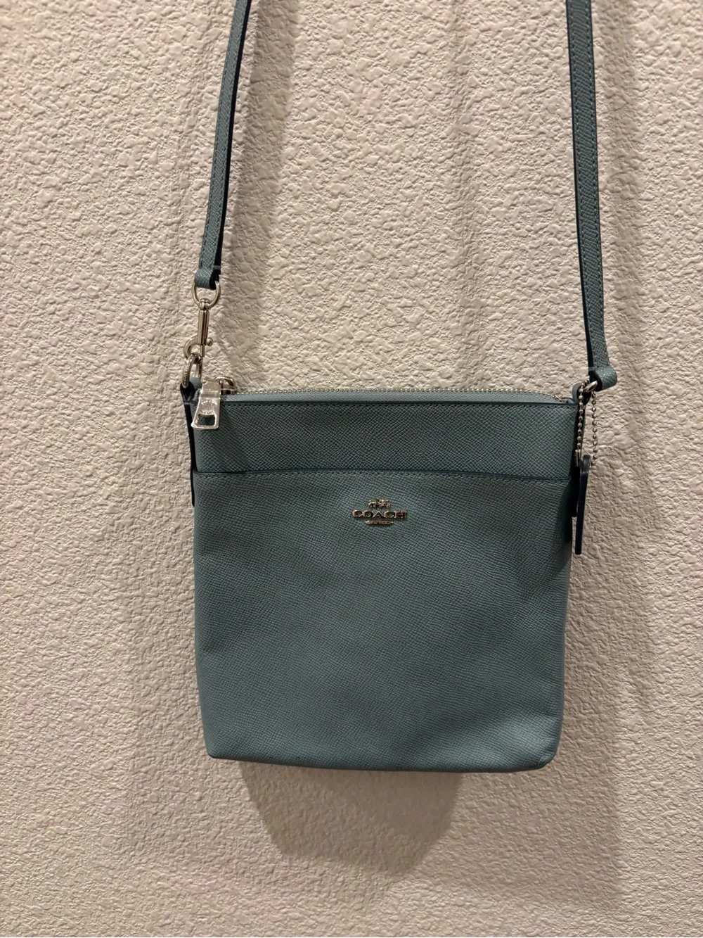 COACH Pebble Leather Crossbody in Sea Glass